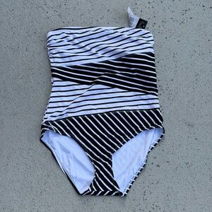 Anne Cole Black and White Striped One-Piece Swimsuit